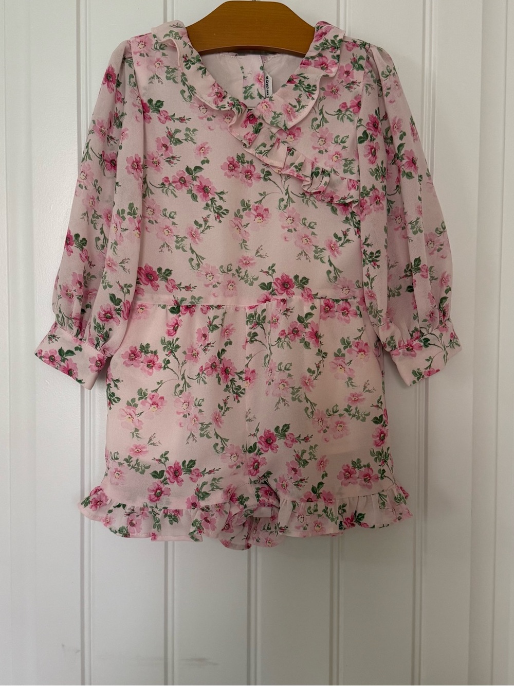 Janie and Jack Floral Ruffle Chiffon Romper Size 18-24M